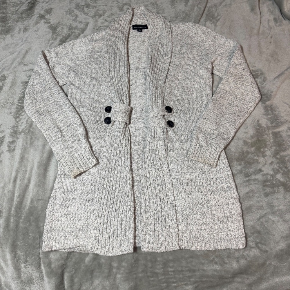 Fortune + Ivy Grey Chunky Knit Cardigan | Size Small | EUC